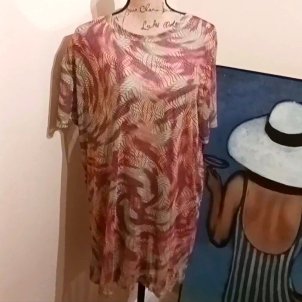 Oversized Trippy Tie Dye Mesh Tee Dress